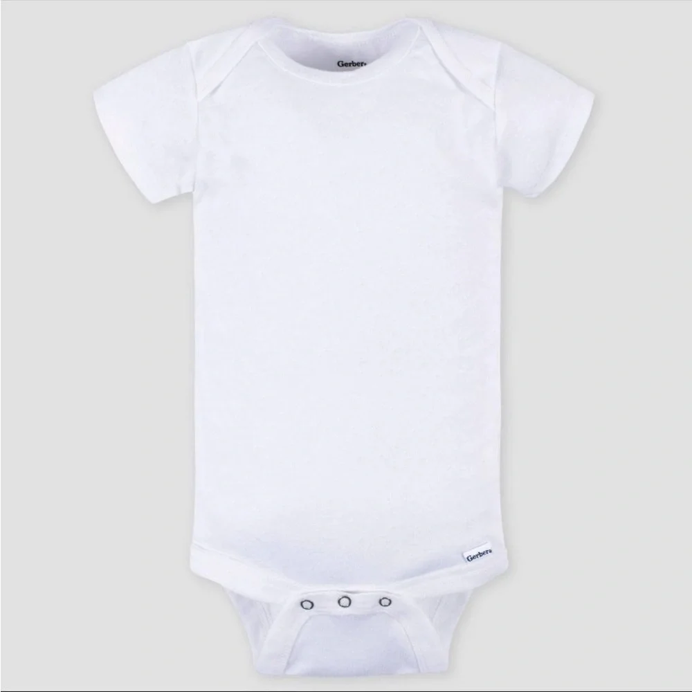 Gerber Baby Onesies 5 Pack Newborn White Short Sleeve Bodysuits 100% Cotton NB